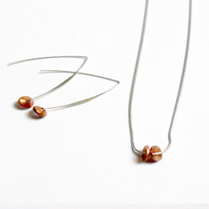 Copper on Silver pendant and ear wires