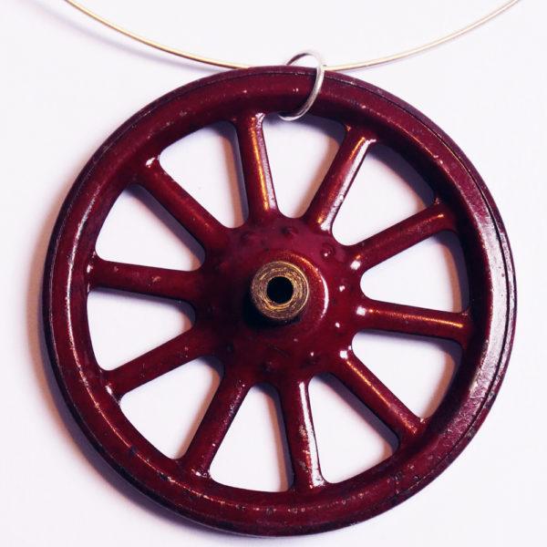 Statement Red Necklace - Red Wheel (ltd edition) by factory floor jewels