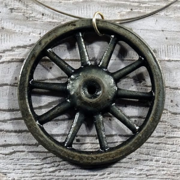 statement black necklace - vintage wheel