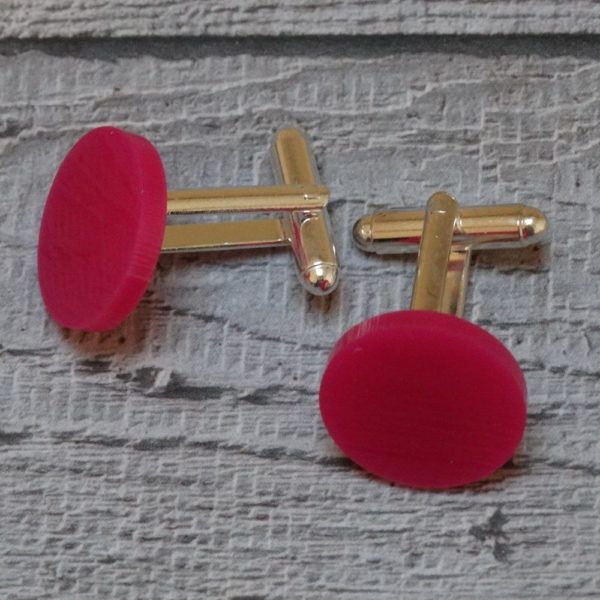 Cerise Pink Perspex Cufflinks by Factory Floor Jewels