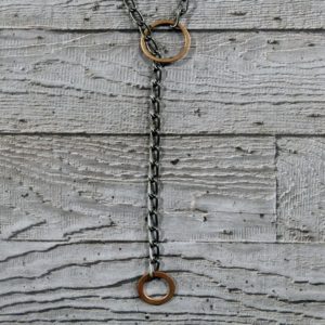 Copper and Oxidised Silver Lariat by Factory Floor Jewels