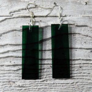 Green Perspex Rectangle Drop Earrings by Factory Floor Jewels