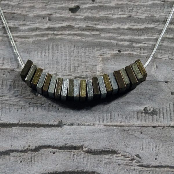 brass and steel necklace with nuts, delicate necklace by Factory Floor Jewels
