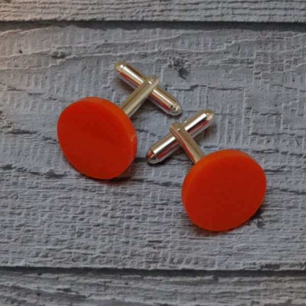 Orange Perspex Disc Cufflinks by Factory Floor Jewels
