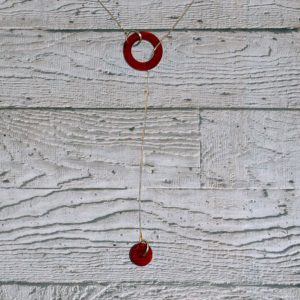 Red Circles Drop Necklace (Lariat) b y Factory Floor Jewels