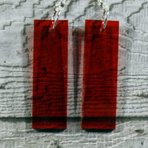 Red Perspex Rectangle Drop Earrings by Factory Floor Jewels