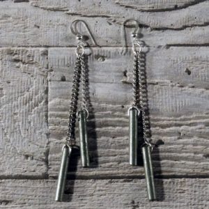 Steel Rod Drop Earrings by Factory Floor Jewels