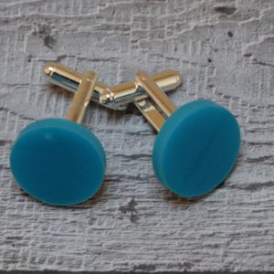 Turquoise Perspex Disc Cufflinks by Factory Floor Jewels