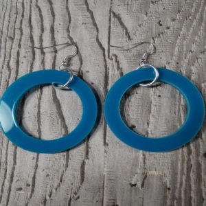 Turquoise Perspex Hoop Earrings by Factory Floor Jewels