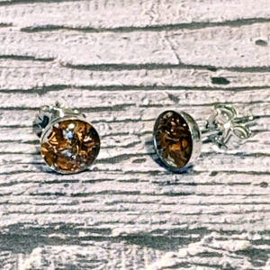 bronze and silver stud earrings