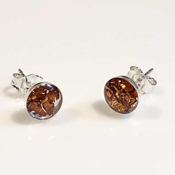 6mm bronze set in resin earrings