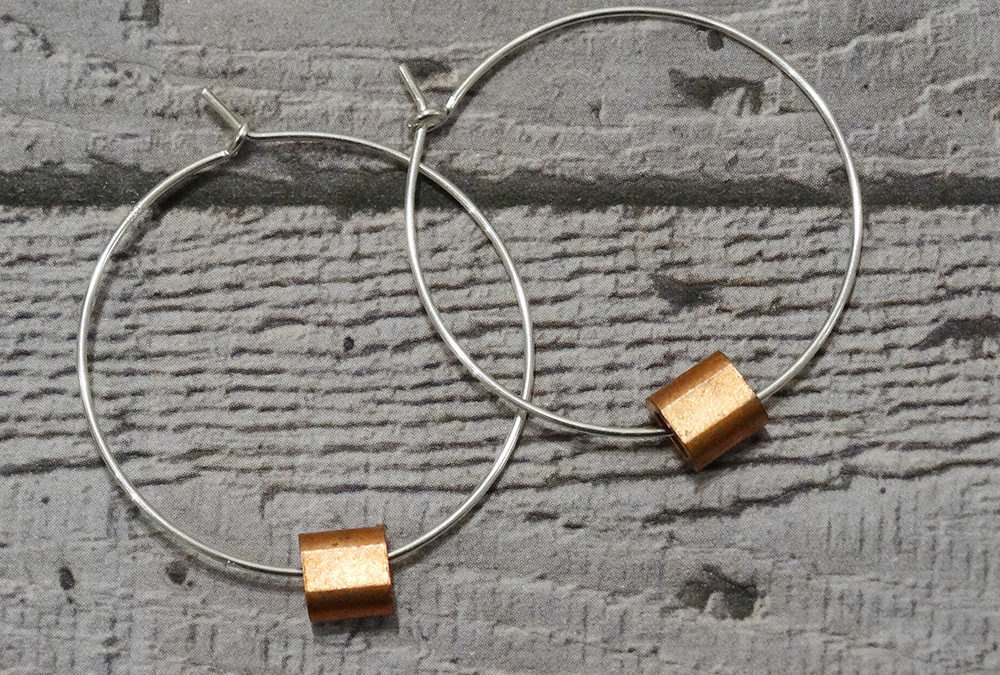 Sterling Silver and Copper Earrings (hoops)