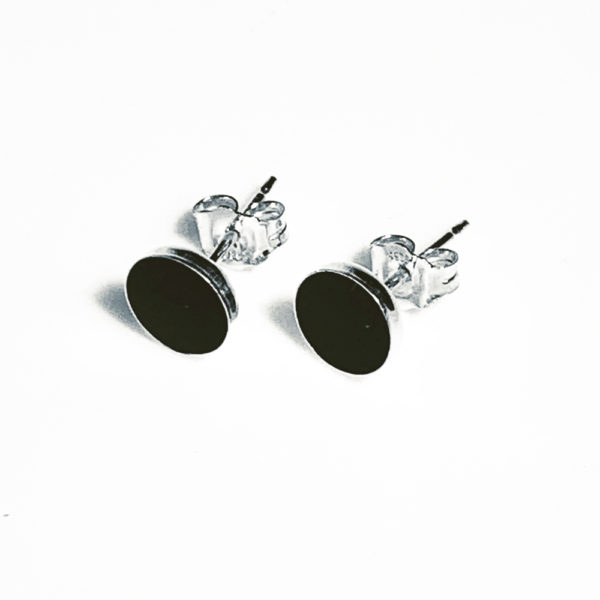 Black concrete silver stud earrings