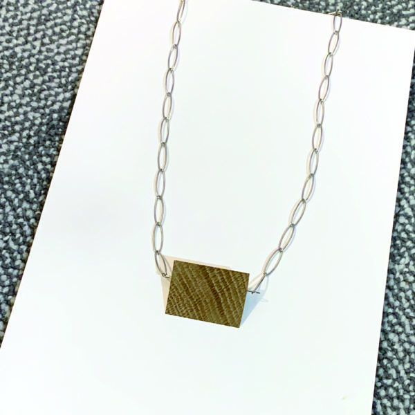 walnut and steel pendant by factory floor jewels