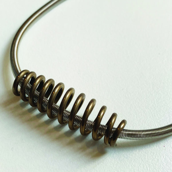 Brass and steel spring necklace