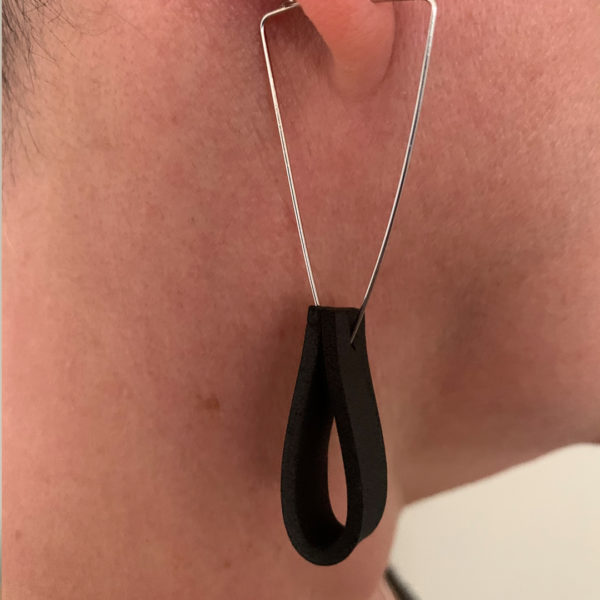steel and neoprene triangle earrings