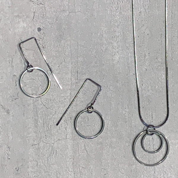 steel circles jewellery set