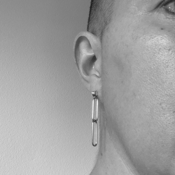 steel paperclip earring with 2 links