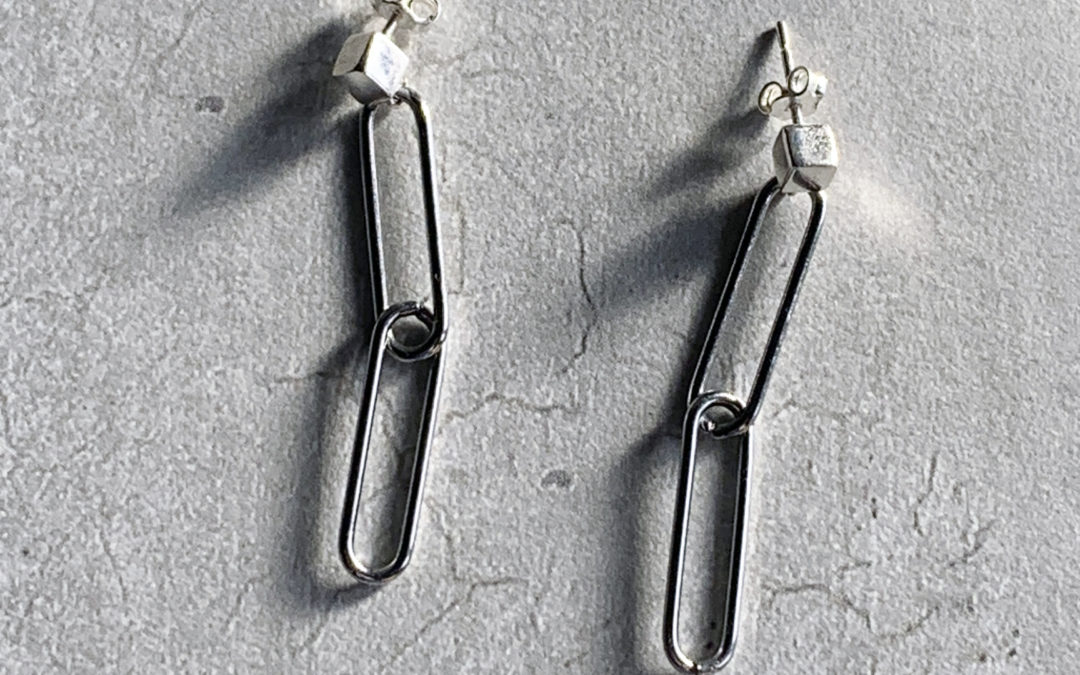 Steel Paperclips Earrings 2 Links