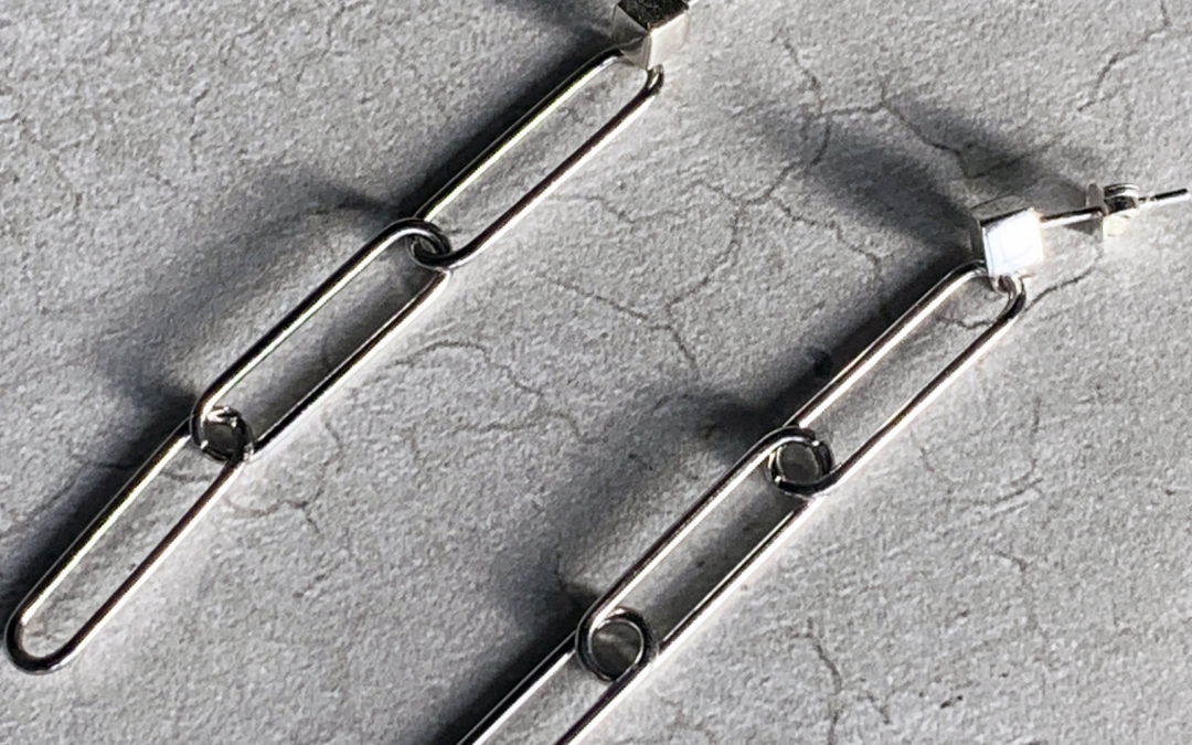 Steel Paperclips Earrings 3 Links