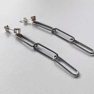 Tripledrop steel paperclip earrings