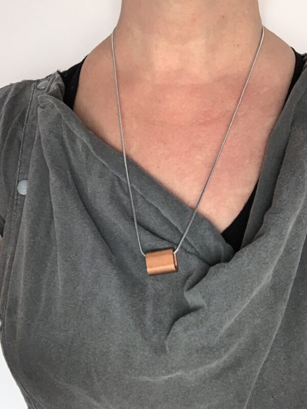 chunky steel pendant with copper tube