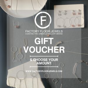 a digital gift voucher -shown as £35 that can be spent online at FactoryFloorJewels.com The image shows a tray of lots of jewellery piece and the text state Gift Voucher £35 under the Factory Floor Jewels logo